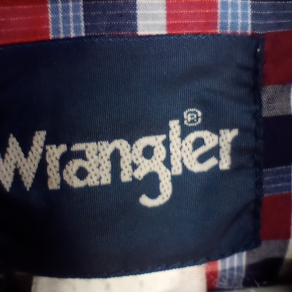Vintage Wrangler Shirt Men's Pearl Snap XXL Red White Blue Short Sleeve Western - Picture 7 of 8
